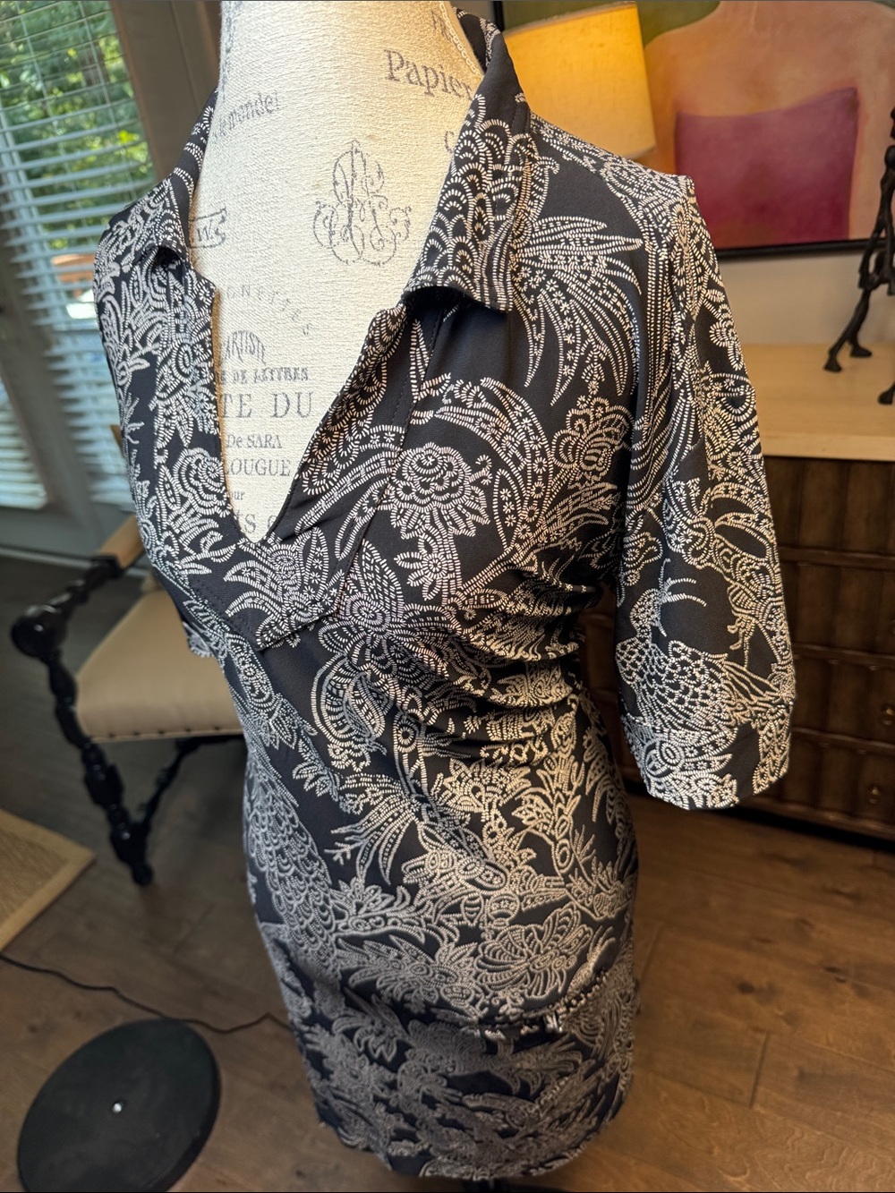 Tori Richard Black and White Paisley Dress XL